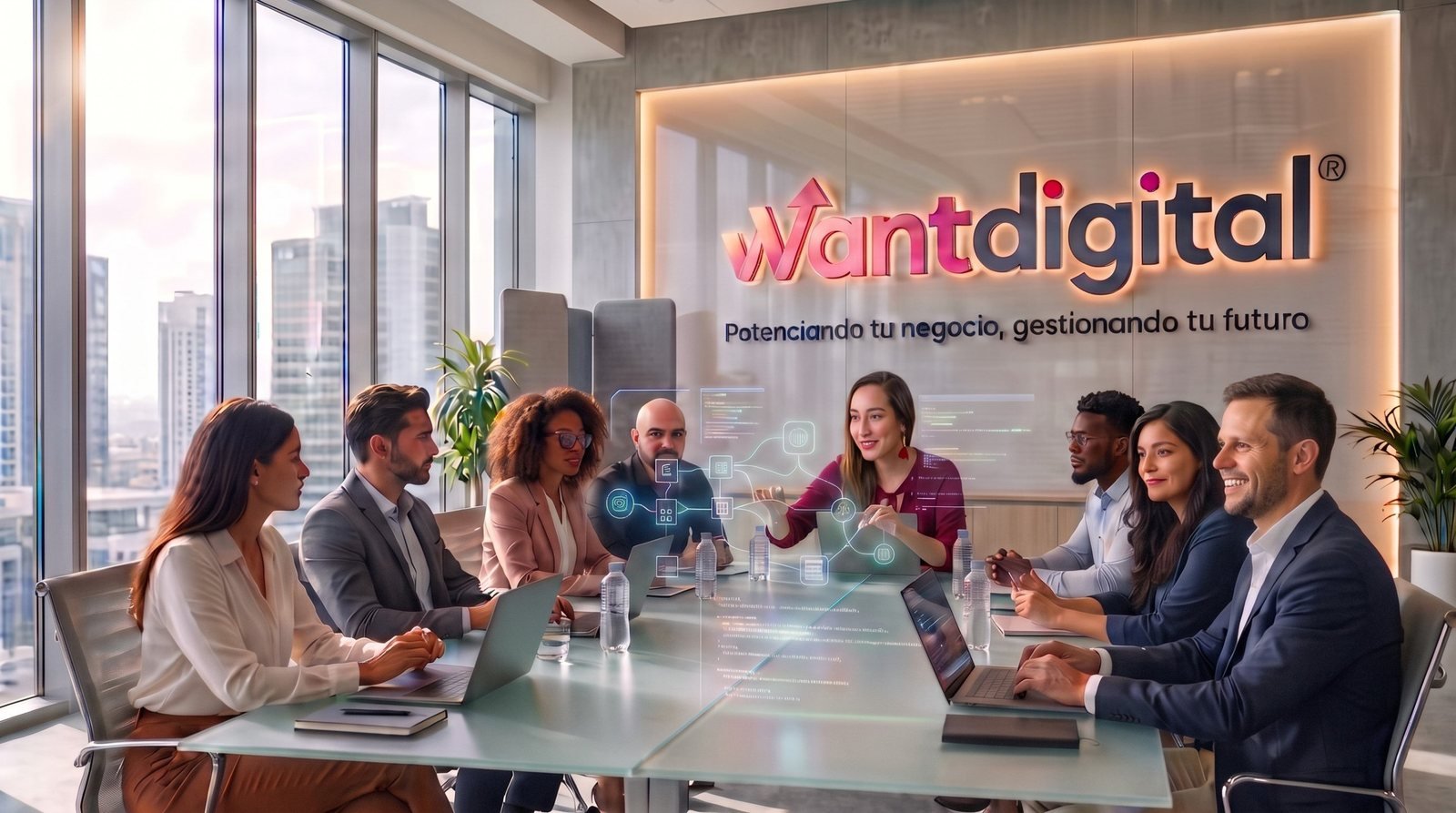 Equipo Wantdigital con proyección